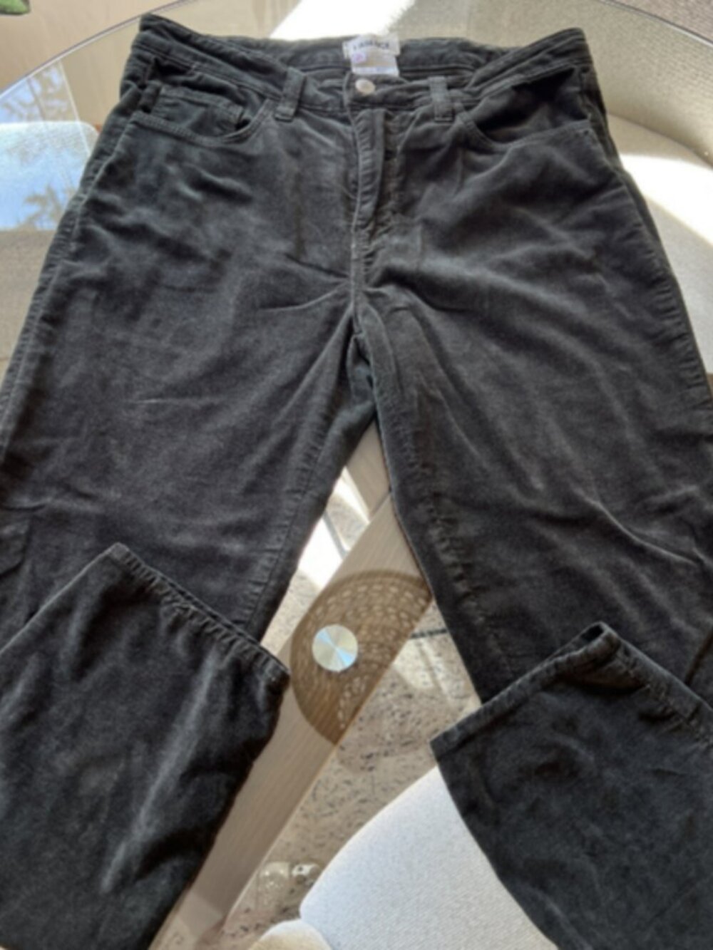 L'Agence Margot Skinny Velvet Pants Army Green High Rise Size 27 Pre-Owned